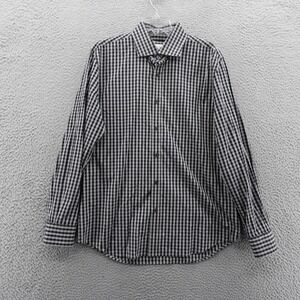 Robert Graham Mens‎ Gingham Check Button Down Shirt 16.5 42 Black Gray Mens Flex